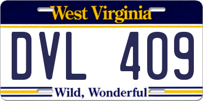 WV license plate DVL409