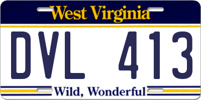 WV license plate DVL413