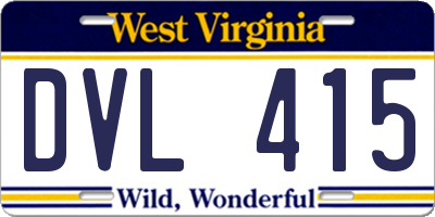 WV license plate DVL415