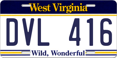 WV license plate DVL416