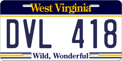 WV license plate DVL418