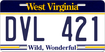 WV license plate DVL421