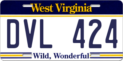 WV license plate DVL424