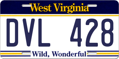 WV license plate DVL428