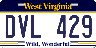 WV license plate DVL429