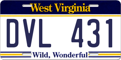 WV license plate DVL431