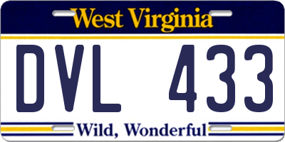 WV license plate DVL433