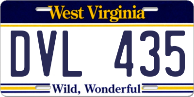 WV license plate DVL435