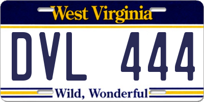 WV license plate DVL444