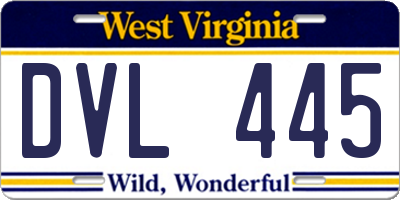 WV license plate DVL445