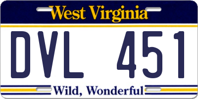 WV license plate DVL451