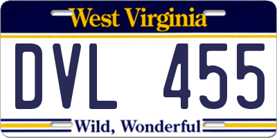WV license plate DVL455
