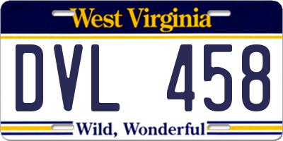 WV license plate DVL458