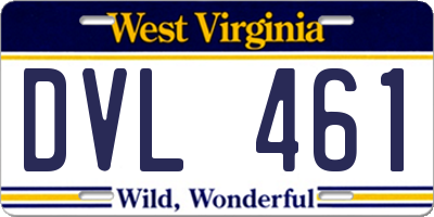 WV license plate DVL461