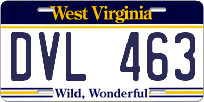 WV license plate DVL463