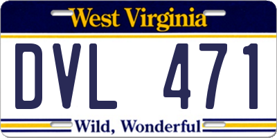 WV license plate DVL471