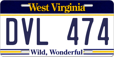 WV license plate DVL474