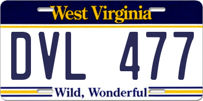 WV license plate DVL477