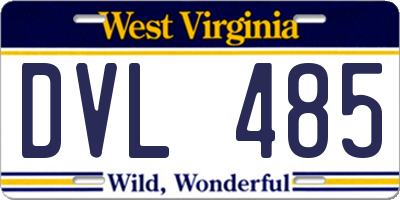 WV license plate DVL485