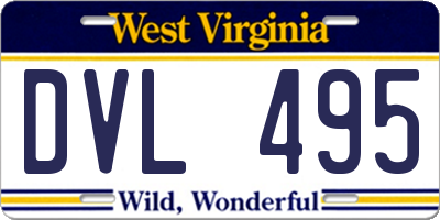 WV license plate DVL495