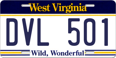 WV license plate DVL501