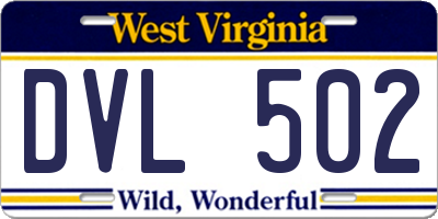 WV license plate DVL502