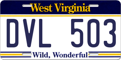 WV license plate DVL503