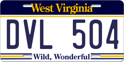 WV license plate DVL504