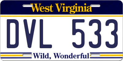 WV license plate DVL533