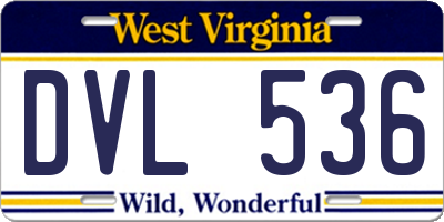 WV license plate DVL536