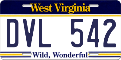 WV license plate DVL542