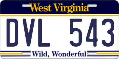 WV license plate DVL543