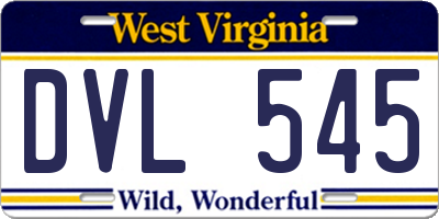 WV license plate DVL545