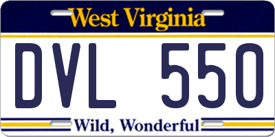 WV license plate DVL550