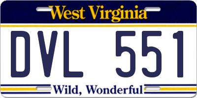 WV license plate DVL551