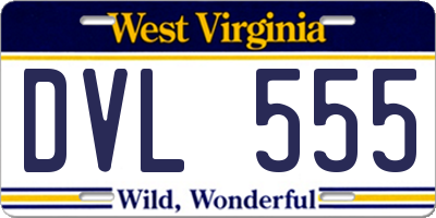 WV license plate DVL555