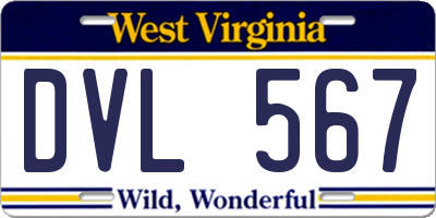 WV license plate DVL567