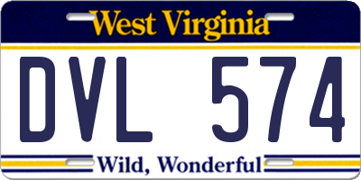 WV license plate DVL574