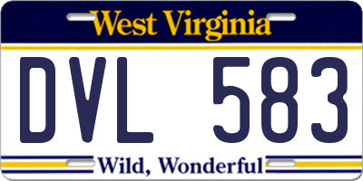 WV license plate DVL583