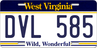 WV license plate DVL585