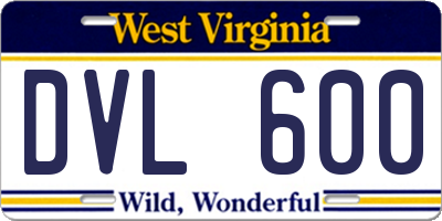 WV license plate DVL600