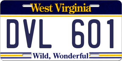 WV license plate DVL601