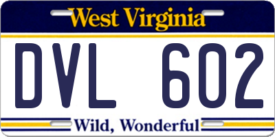 WV license plate DVL602