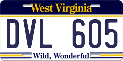 WV license plate DVL605