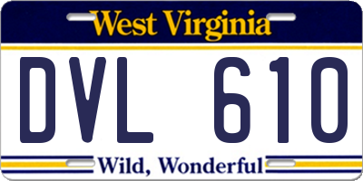 WV license plate DVL610