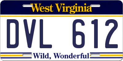 WV license plate DVL612