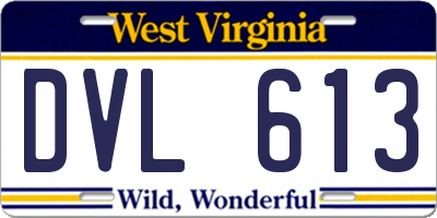 WV license plate DVL613