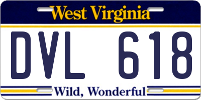 WV license plate DVL618