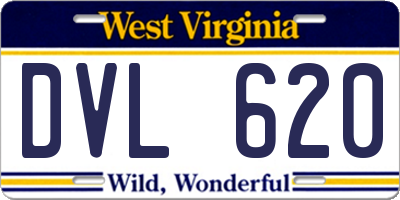 WV license plate DVL620