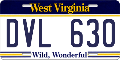 WV license plate DVL630